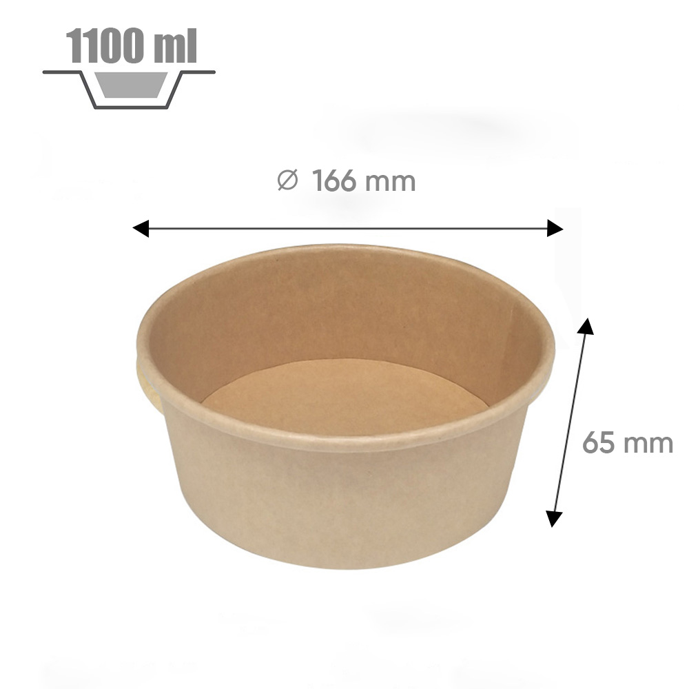 Pot salade en carton kraft brun 1100 ml